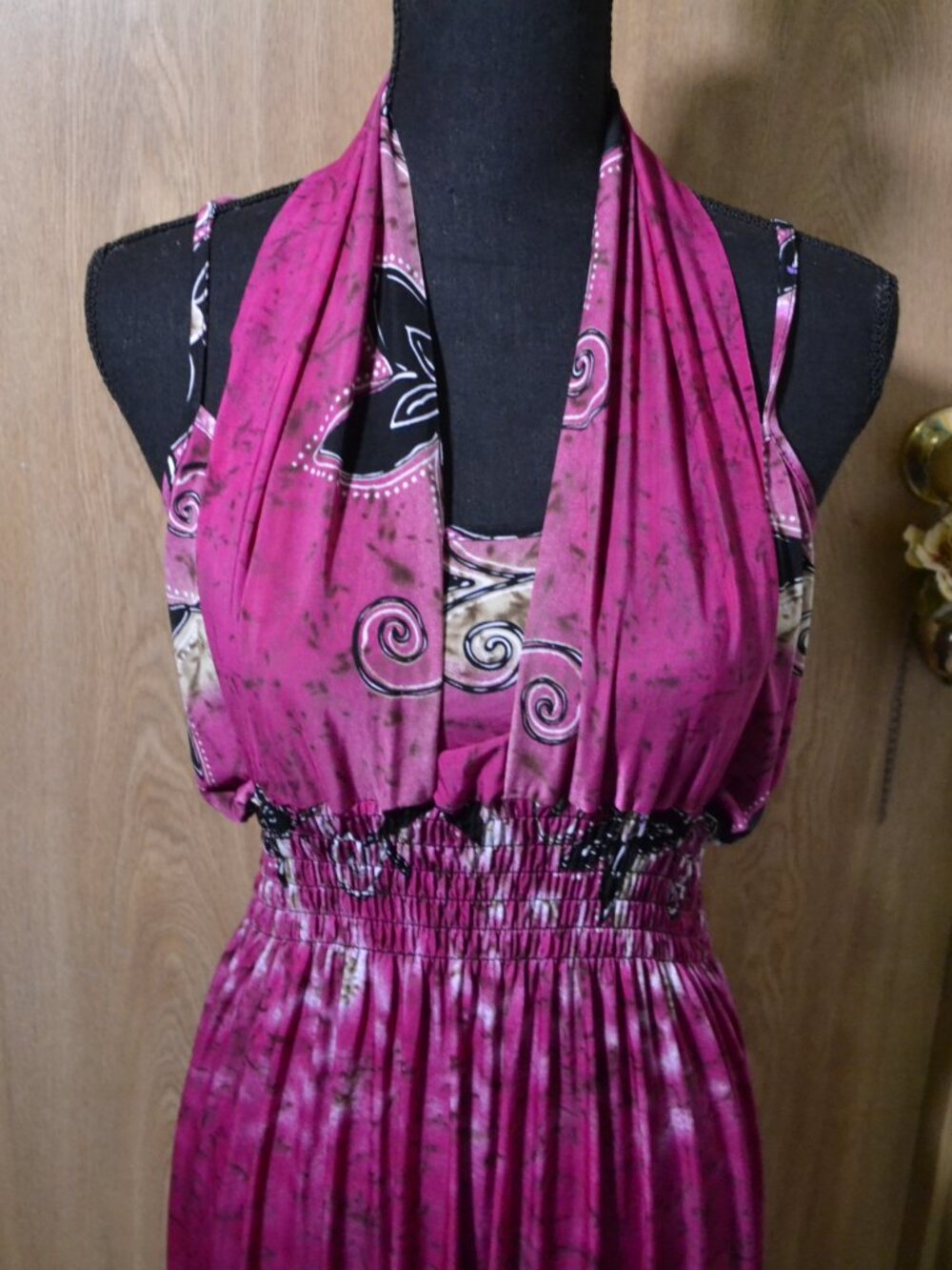 Boho Dream Goddess Halter Dress Tropical Island Floral Beachy Resortwear - Picture 10 of 13